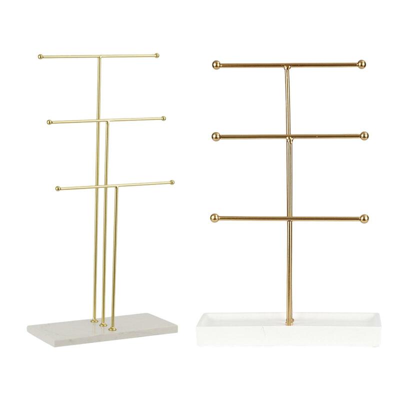 3 Tiered Bars Jewelry Display Stand Jewelry Holder Show Jewelry for Women Tabletop Jewelry Organizer Jewelry Rack for Rings