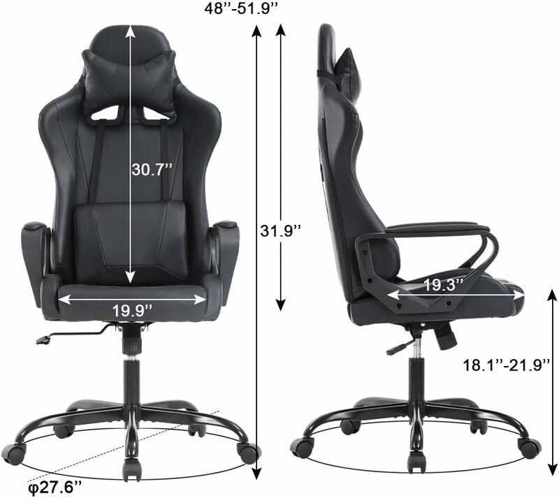 Fotel gamingowy biurko obrotowe toczące się wysokim oparciem ze skóry PU Executive PC regulowane krzesło do pracy na komputerze wyścigowe do masażu