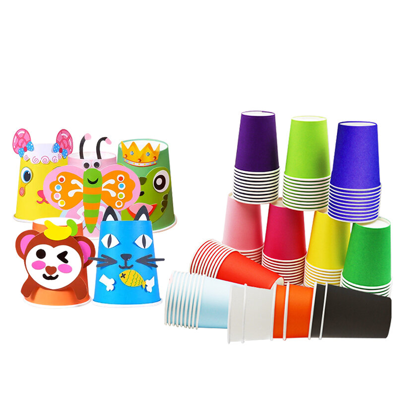 10 Guest Paper Cups 250ml Family Party Supply Children Birthday Party Decorations Kids Disposable Tableware Sets Handmade Props