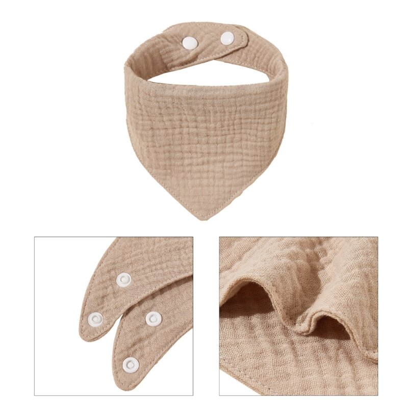 4PCS Cotton Drooling Bibs with Snap Buttons Absorbent Triangled Scarf Feeding Bibs Trend Baby Accessories for Easy Wear