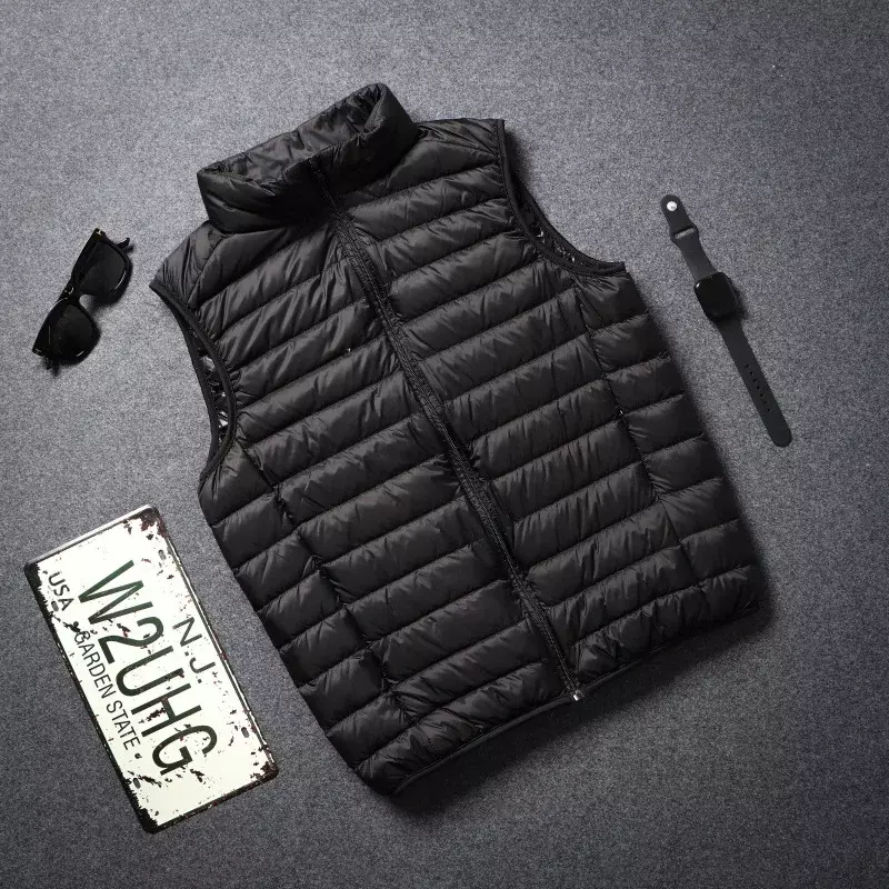 Men's Sleeveless Puffer Jacket 2023 New Autumn Spring Lightweight Water-Resistant Packable Men Down Vest Coat Plus Size 5xl 6xl