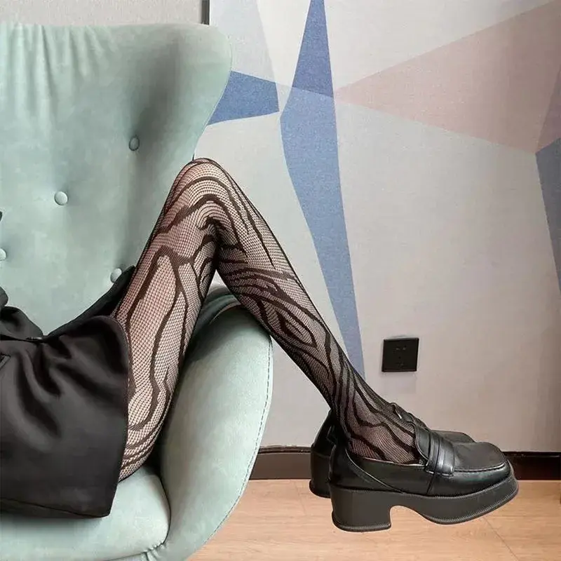 Новые женские пикантные ажурные колготки с узором, тонкие длинные сетчатые носки, нейлоновые колготки в сеточку, женские прозрачные чулки
