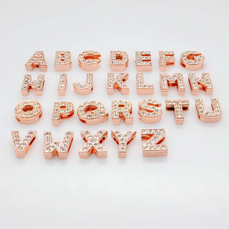 Dijes deslizantes de letras rosas para fabricación de joyas para mujer, pulsera con alfabeto, A-Z, Collar para mascotas, accesorios de bricolaje, regalo, 8mm