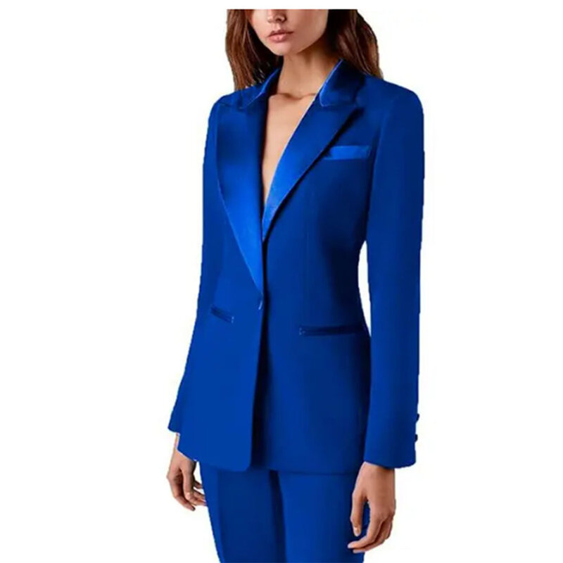 Женский костюм Tesco из 2 предметов, однотонный Блейзер и брюки, официальный брючный костюм для офиса, Женские Элегантные повседневные брюки, приталенная Женская куртка