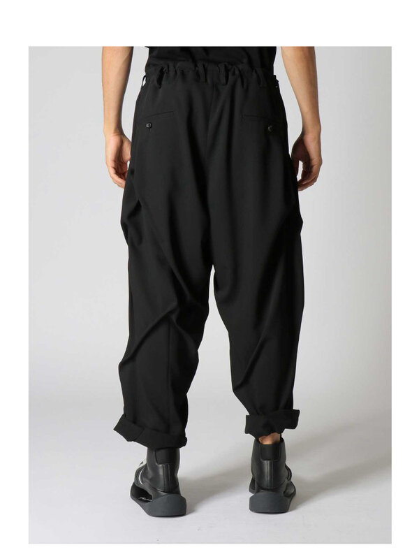 Pantalones de pierna ancha plegables para hombre, pantalones de cintura elástica, pantalones casuales para hombre, Yohji Yamamoto
