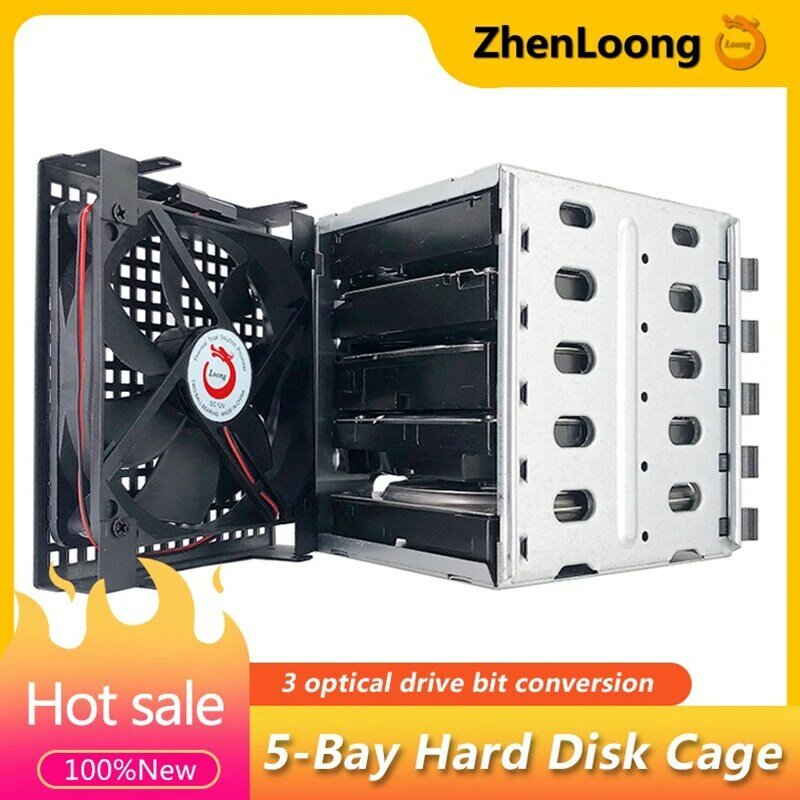 ZhenLoong-Adaptador de HDD de 5,25 a 3,5, soporte Caddy, bandeja SATA SAS, caja de disco duro, chasis, jaula de extensión óptica