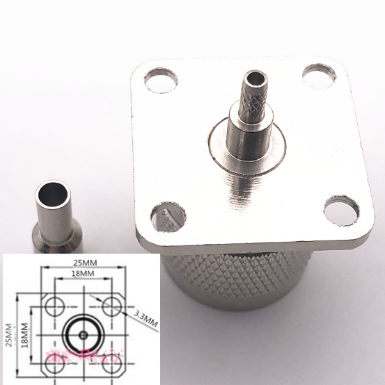 5pcs N Male flange 50-1.5 RG316 RG174 cable L16 through-wall connector N male generous plate 25X25mm