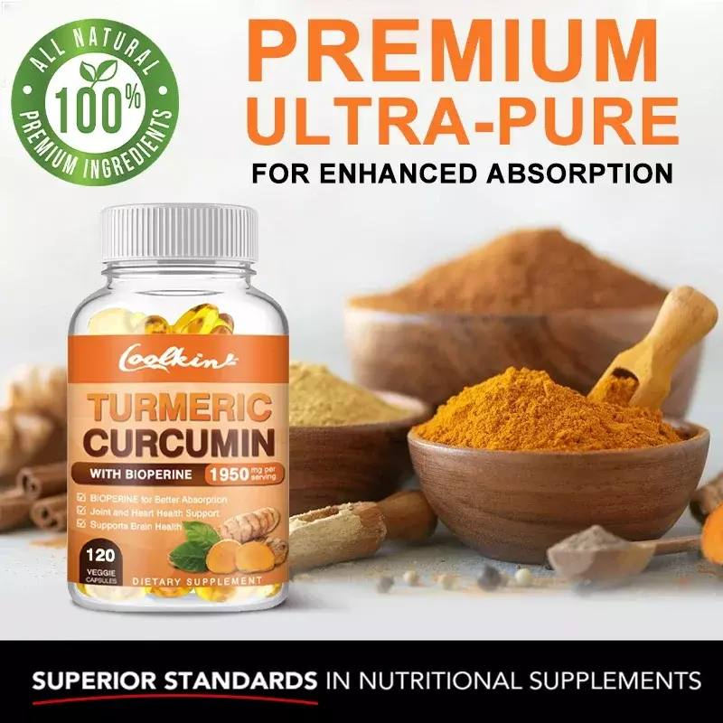 Curcumine de curcuma avec extrait de Black Belle, 1500 mg, supplément à haute absorption pour le soutien articulaire