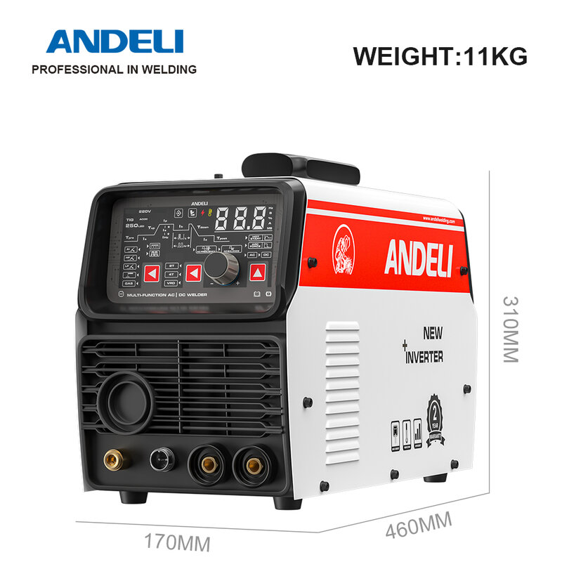 ANDELI-máquina de soldadura TIG de 220V CA/CC, MMA/LIFT TIG/HF TIG/Pulse 3 en 1, soldador de aluminio inversor