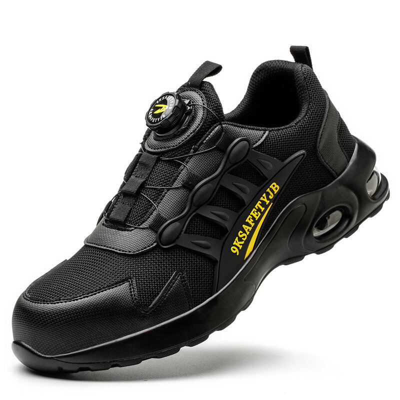 Botas leves de segurança para trabalho para homens e mulheres, sapatos de aço respiráveis, laço, tênis de segurança à prova de perfuração