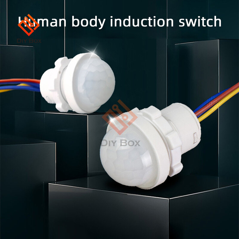 Interruptor de luz AC110-240V con Sensor automático, Sensor de movimiento infrarrojo, PIR, LED, detección de luz nocturna para interiores y exteriores, DC12-24V