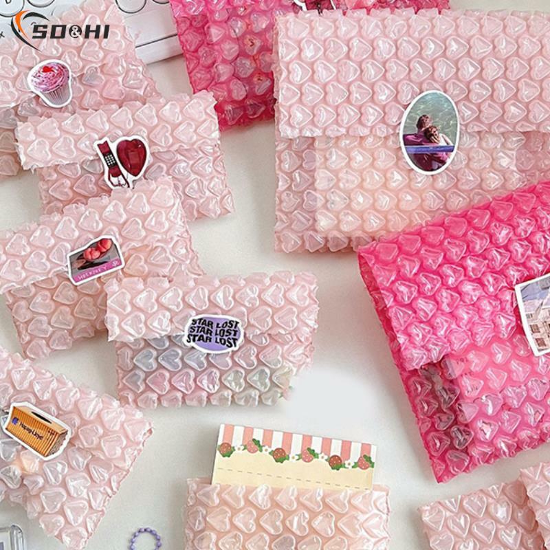 Sobre acolchado de burbujas, bolsa de embalaje para negocios, sobre de correo, color rosa, 10 piezas