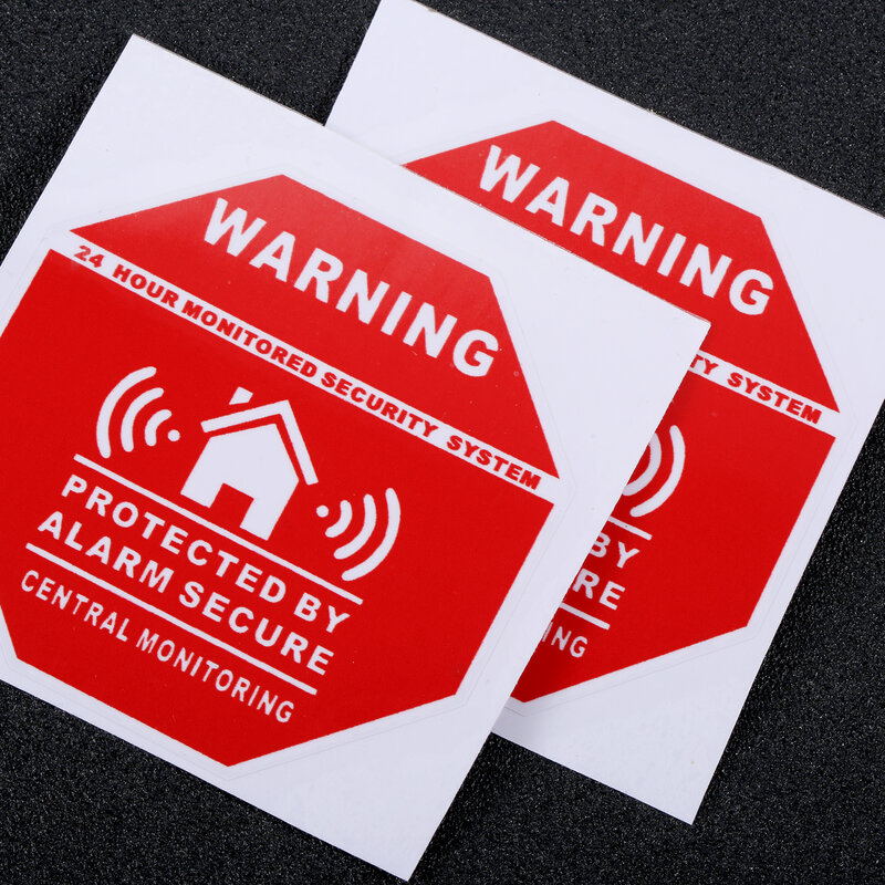 4 szt./zestaw Alarm domowy naklejka zabezpieczająca znaki ostrzegawcze naklejek na okno naklejki na drzwi dla systemu bezpieczeństwa 7.5*7.5cm