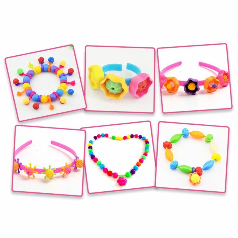200pcs DIY Jewelry Kit Pop Beads Snap Bead Princess Large Particles DIY Pop Bead Colourful Cordless Beading Pop-Arty Beads