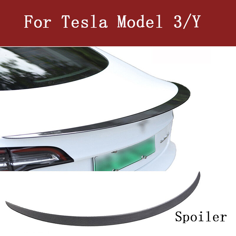 Rear Trunk Spoiler For Tesla Model 3/Model Y 2017-2023 For Highland 2024 Lip Carbon Fiber ABS Wing Spoiler Car Accessories