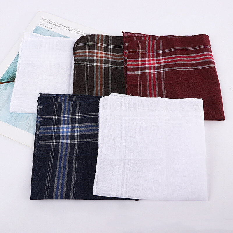 12pcs/lot Random Square Stripe Handkerchiefs Men Pocket Cotton Towel For Wedding Party Business Suit Accessories 손수건