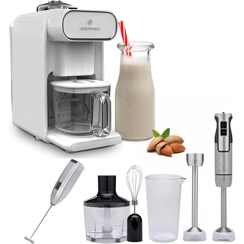 Non-Dairy Milk Maker with Intermix Hand Blender & Milk Frother  ChefWave Milkmade Adjustable Speed Control