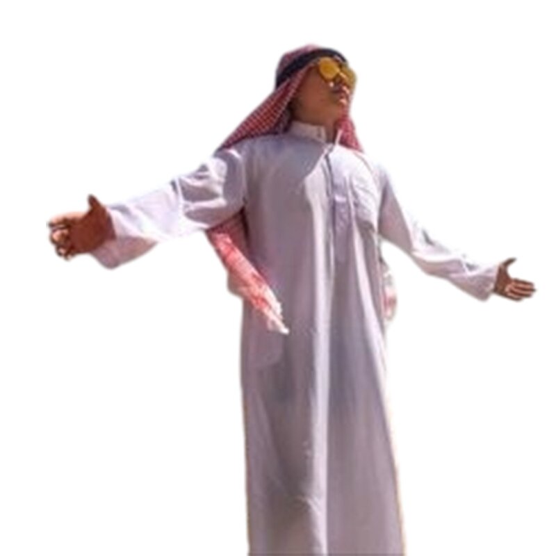 2023 Nuovo Ramadan Musulmani Abito Abaya Dubai Casual Caftano Robe Costume Islamico con Testa Araba Sciarpa Kefiah Set Regali