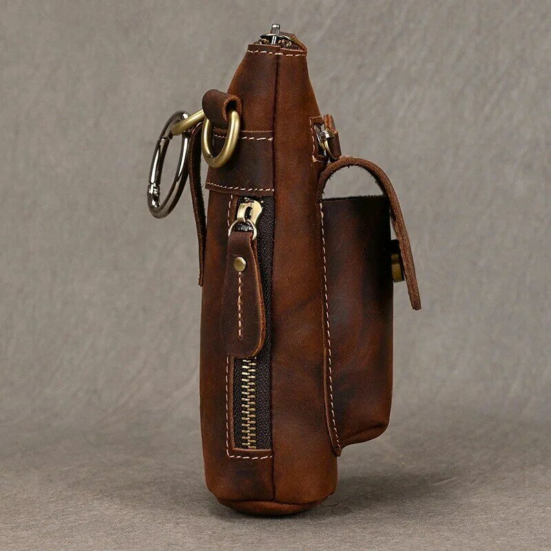 小さな革のウエストバッグ,ベルトバッグ,フックデザイン,タバコケース,6 "電話,4"