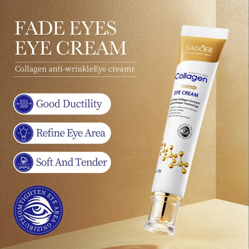 Instant Eye Bag Removal Cream Collagen Anti-Wrinkle Firm Lift Skin Fade Fine Lines Rid Of Dark Circles Brighten Eye Massage Care