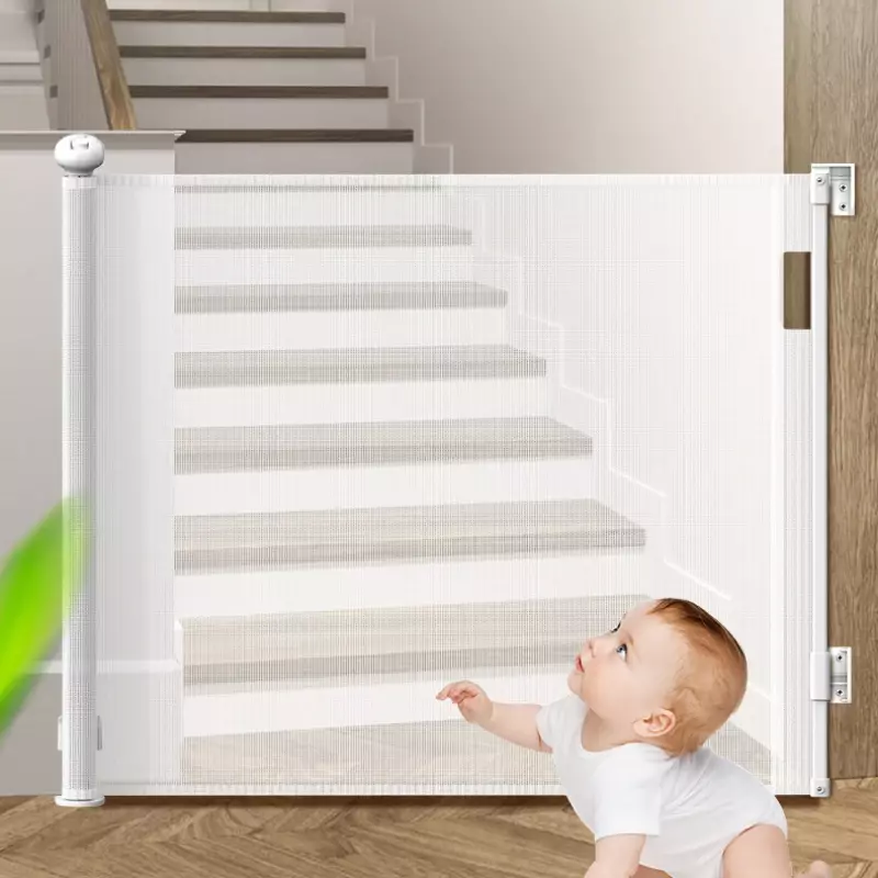Retractable Child Protection Safety Door Stop Removable Extra Wide Door for Stair Isolate Tall Pet Dog Security and Protection
