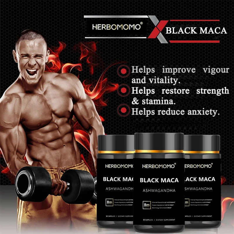남성용 블랙 마카 부스터, 건강, 에너지, 지구력, 근육량용 마카 보충제