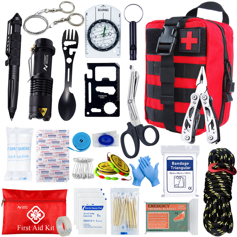 Kotak p3k ยุทธวิธีในรถอุปกรณ์เอาตัวรอดชุดอุปกรณ์การตั้งแคมป์กระเป๋าทางการแพทย์ป้องกันตนเองกระเป๋า EDC