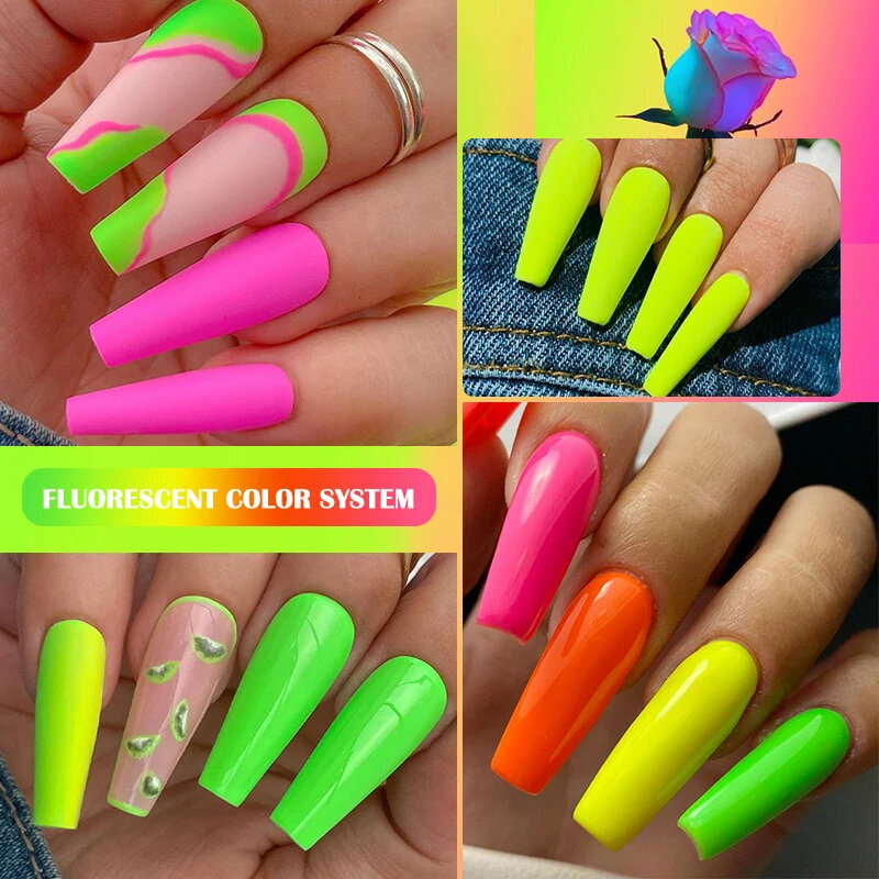 LILYCUTE-esmalte de uñas en Gel neón fluorescente, barniz semipermanente para manicura, UV, LED, 7ml