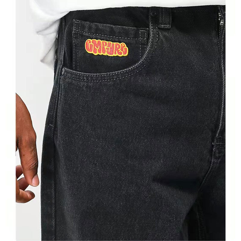 Calças jeans com letra impressa para homens e mulheres, jeans extragrandes, calças de rua, soltas, góticas, pernas largas, retas, retrô, Y2K, 2023