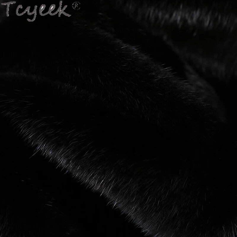 Tcyeek-女性用のナチュラルミンクファーベスト,ノースリーブジャケット,暖かいショートスタイル,本物のファッション,冬,2024