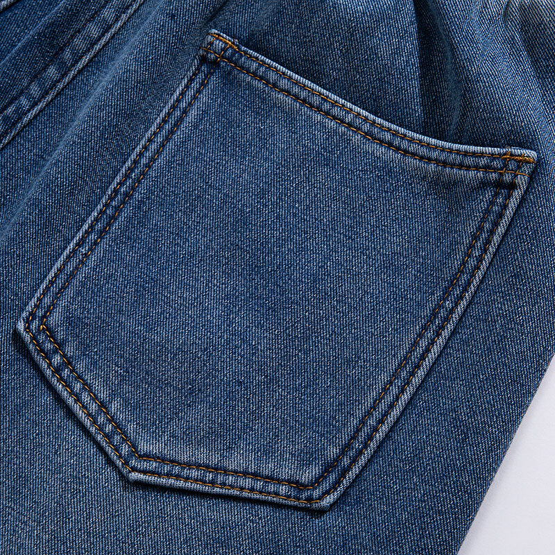 2022 Winter Nieuwe Mannen Warm Baggy Jeans Streetwear Koreaanse Mode Denim Wijde Pijpen Broek Fleece Dikke Casual Broek Mannelijke Merk blauw