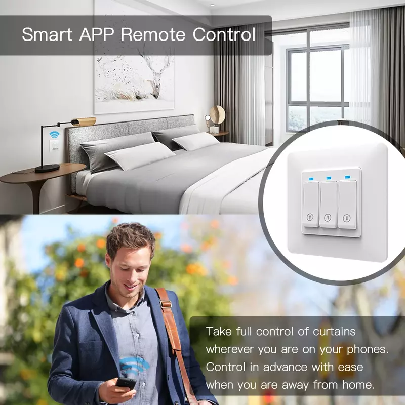 Interruptor de cortina inteligente WiFi, controle remoto, motor de cortina motorizado, persianas, funciona com Alexa, Google Home, aplicativo Tuya Smart Life