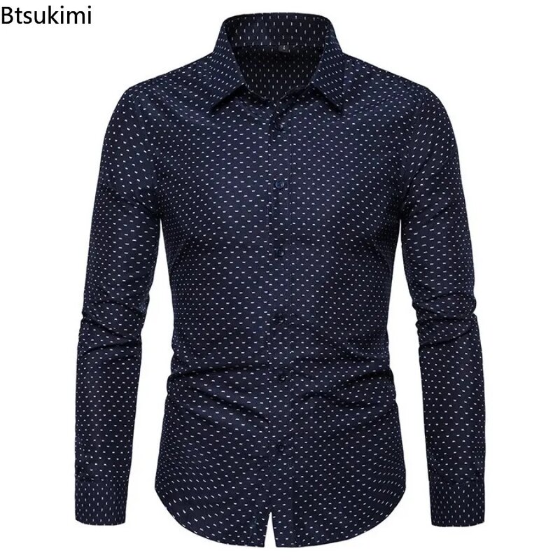 Fashion Plaid Printed Casual Shirts for Men Simple Slim Business All-match Blouses Men's Long-sleeved Social Shirt Oversized 5XL