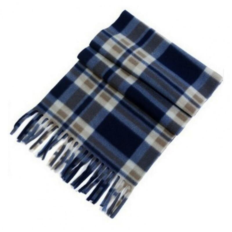 Unisex Winter Scarf Color Matching Plaid Print Tassel Thick Warm Soft Double-sided Plush Neck Protection Lady Fall Scarf 스카프