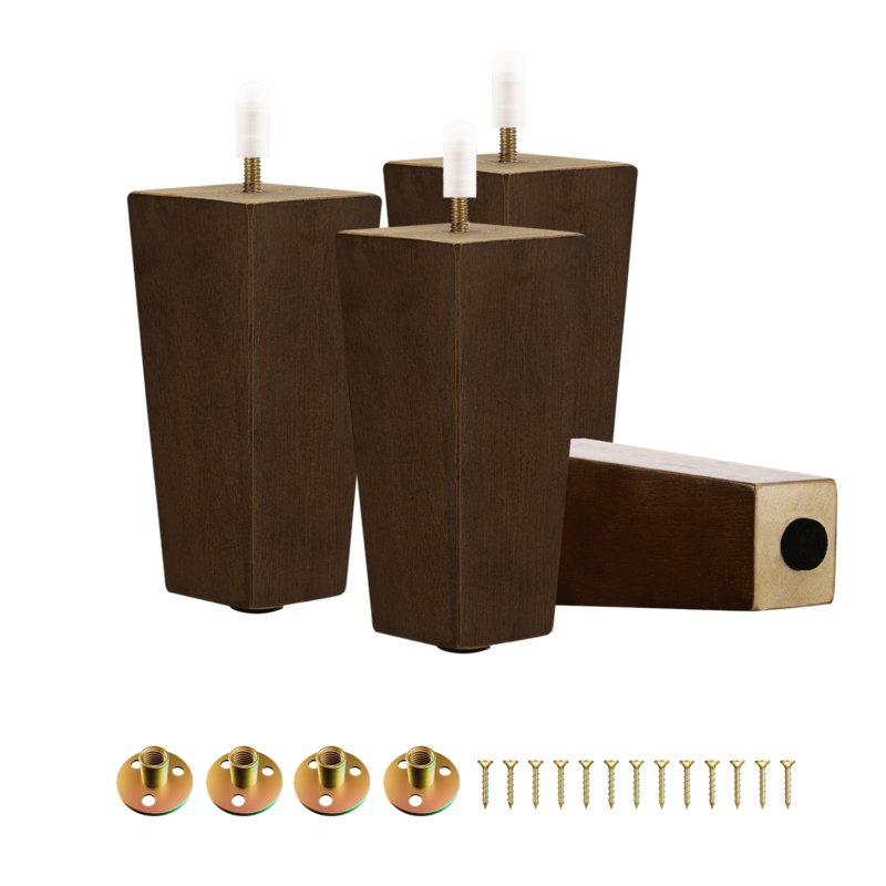 Yes4All-Pieds de meubles carrés en caoutchouc massif avec compte-gouttes réglable, bois, 6 amarans, 4 pièces