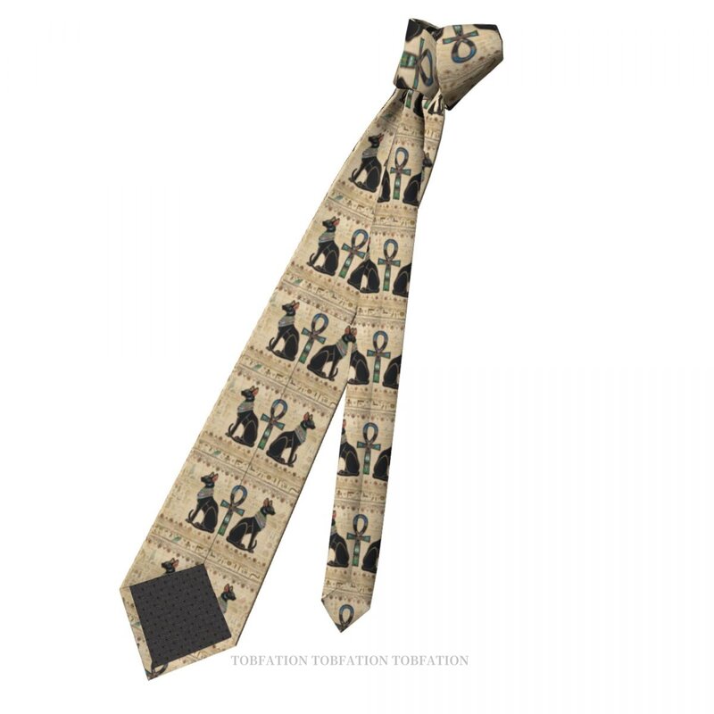 Corbatas cruzadas de gatos egipcios y Ankh para hombres, accesorios de camisa de fiesta de boda de negocios de calle de Hip-Hop impresos en 3D, antiguo egipto