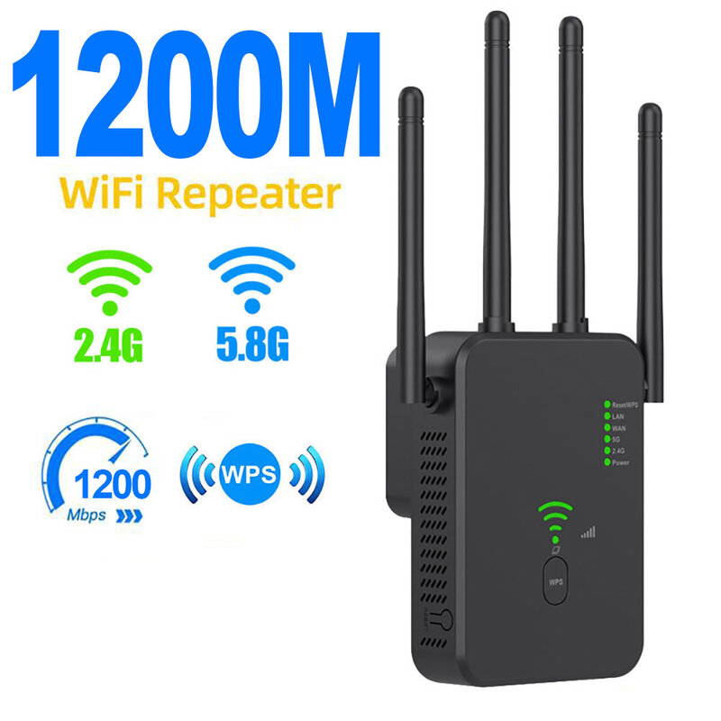 1200Mbps Draadloze Wifi Repeater Wifi Signaal Booster Dual-Band 2.4G 5G Wifi Extender 802.11ac Gigabit Wifi Versterker Wps Router