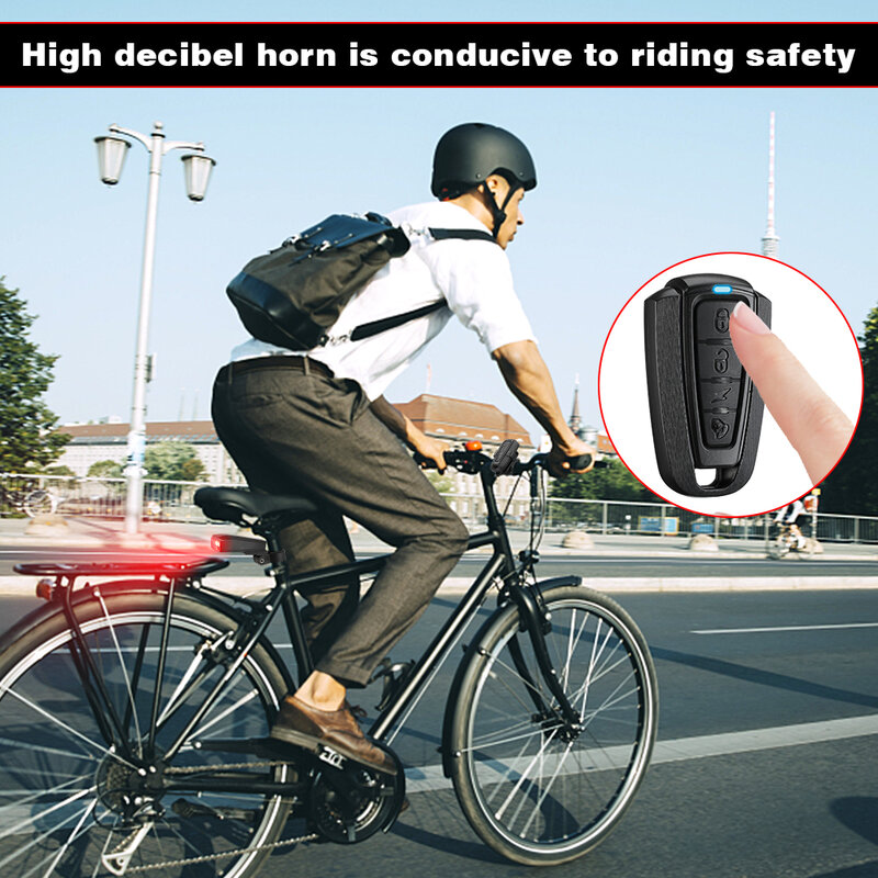 Awapow Bicycle Light Anti Theft Alarm Wireless Waterproof Auto Brake Sensing Remote Control USB Bike Taillight Horn Lamp Alarm