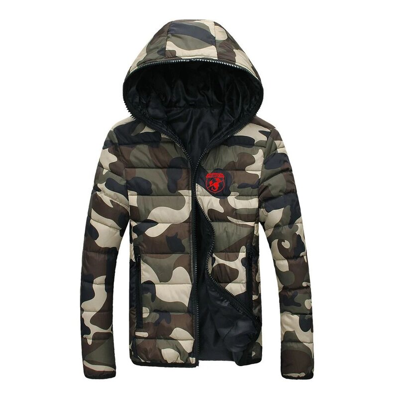 2024 Men Abarth Autumn and Winter Six-color Cotton-padded Clothes Comfortable Casual Hooded Long Sleeve Fashion Print Coats