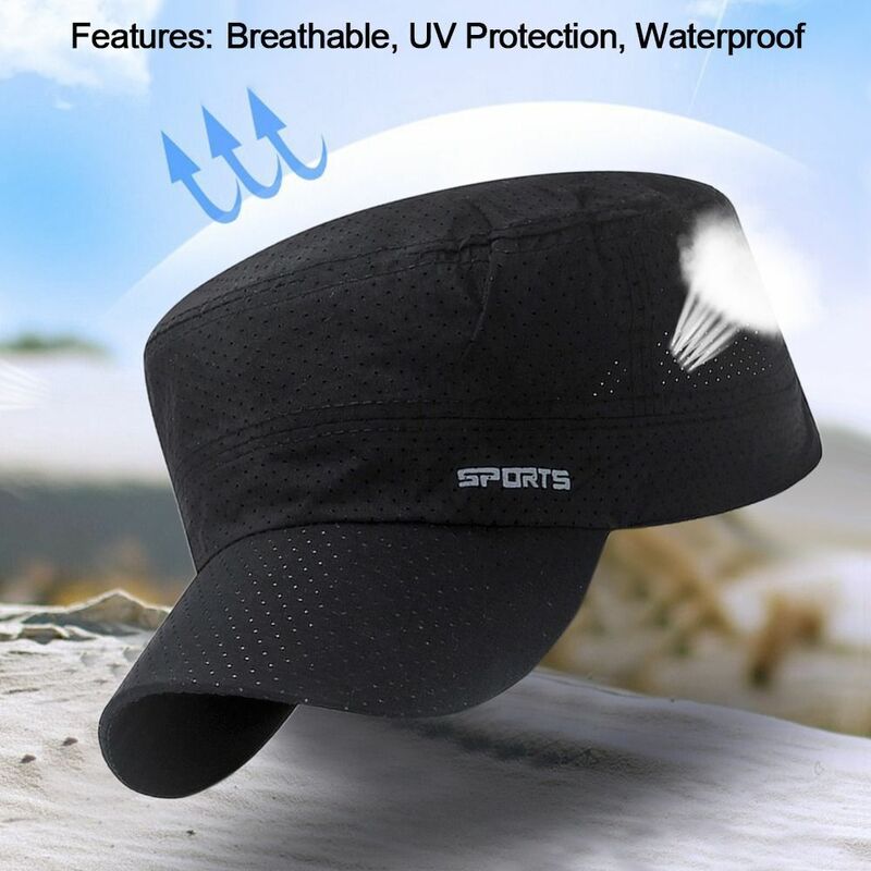 Breathable Outdoor Sun Hat Adjustable Women Men Baseball Cap Cadet Hat Bone Cap Flat Top Caps Military Cap