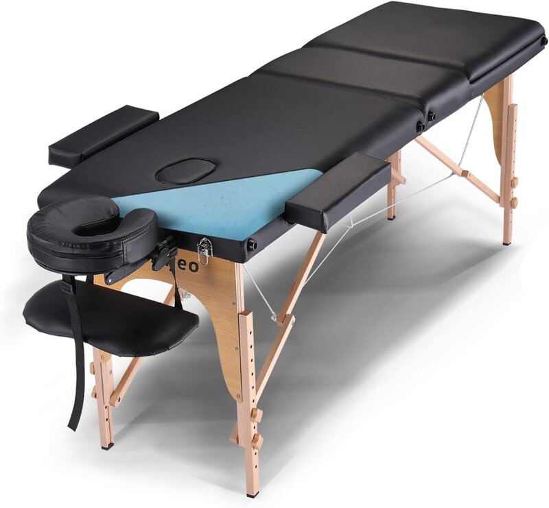 Tragbarer Massage tisch Massage bett Professional Spa Reiki Wimpern Salon Bett, Holzrahmen Höhen verstellung & Zubehör