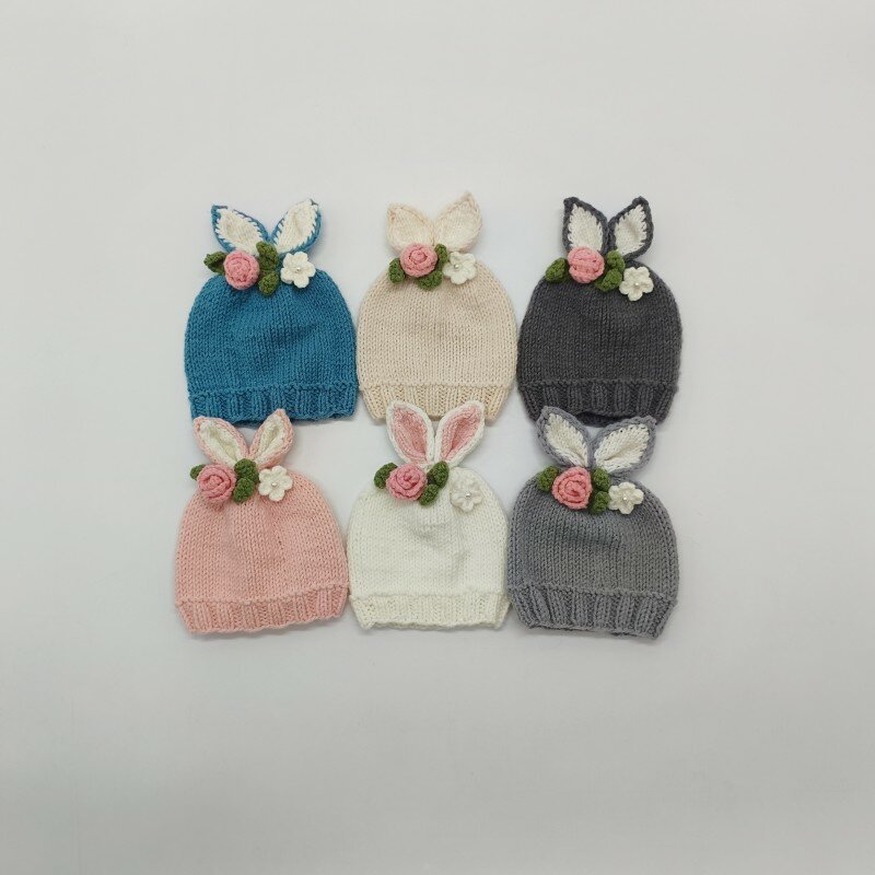 Chapéu floral recém-nascido do coelho, Fotografia adereços, recém-nascido Bonnet, Easter Hat