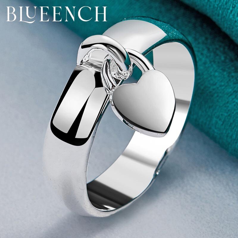 Blueench-925 스털링 실버 러브 펜던트 반지, 여성 제안 웨딩 파티 로맨틱 패션 기질 주얼리