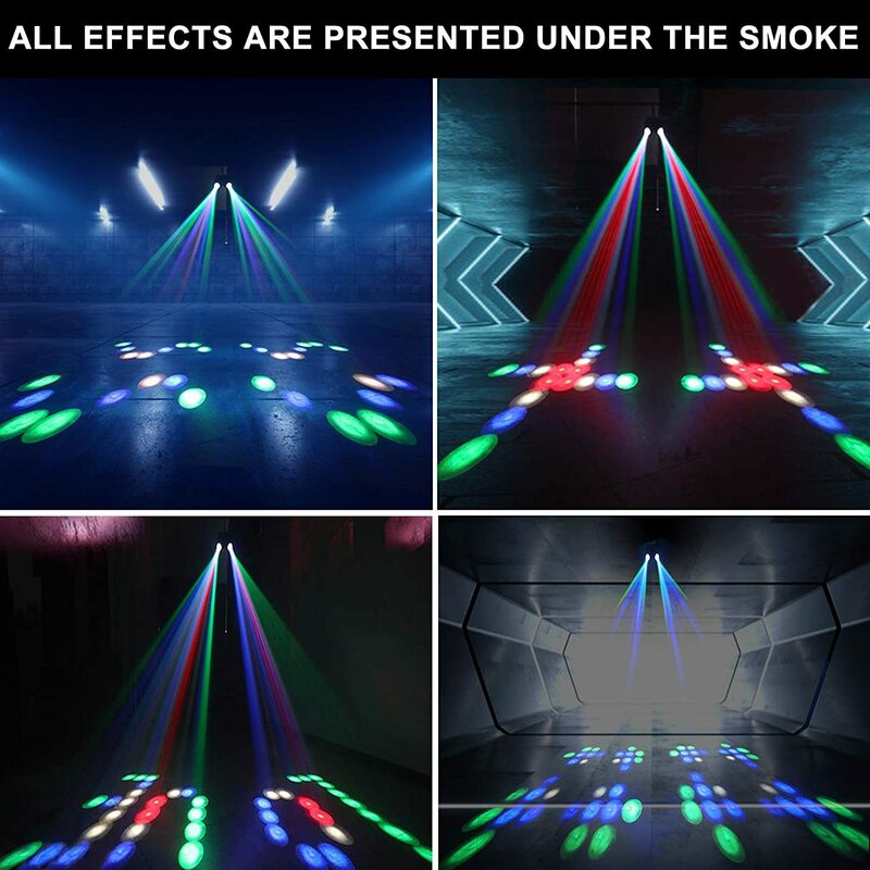 Lámpara Led de doble cabeza para discoteca, fiesta de DJ colorido para proyector de luz, 128 o 64Led, iluminación con efectos de escenario para entretenimiento en el hogar