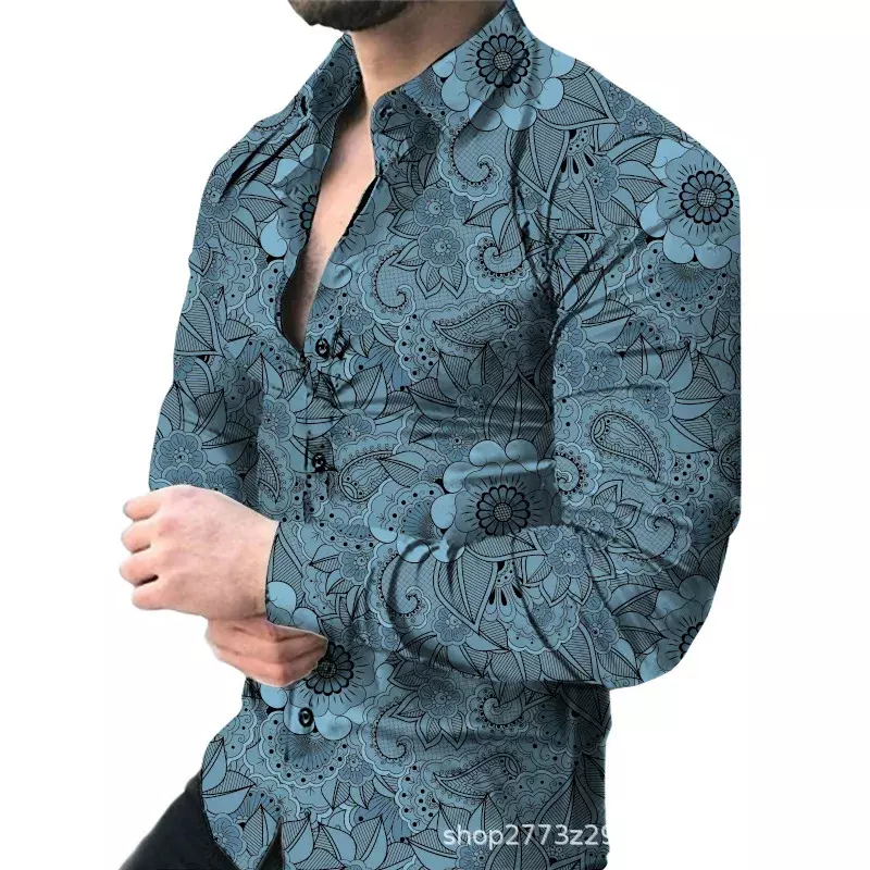 Koszula z wiosenne jesienne z długim rękawem rękawem męskie smukłe formalne koszule biznesowe męskie modny Top bluzki z nadrukiem koszule na przyjęcia towarzyskie odzież męska