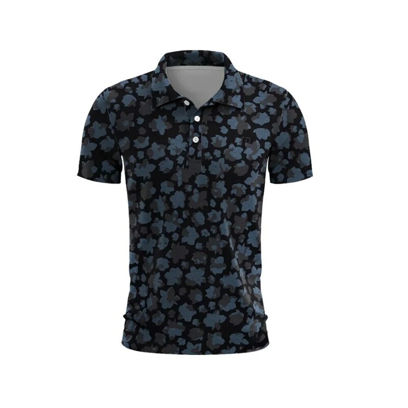 Polo de golf à motif ponctuel pour hommes, t-shirt à boutons, séchage rapide, été