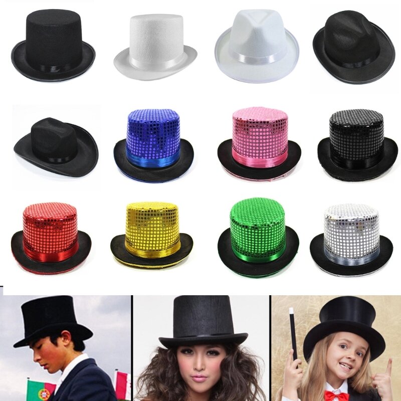 Cappello a cilindro mago cappello Fedora Jazz cappello a cilindro cappello Jazz cappello a torta di maiale cappello Fedora Jazz cappello a cilindro con paillettes cappello ad anello