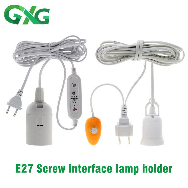 E27 podstawa lampy LED grows z 2M 4M 5M przycisk przewodu zasilającego/przełącznik czasowy oświetlenie do uprawy akcesoria AC100-250V 50/60Hz 6A