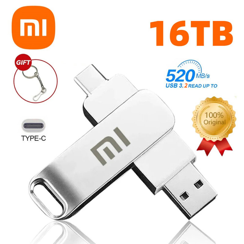 Xiaomi U Disk 16TB Flash Drives High Speed Transfer 8TB USB 3.2 Type-C Interface 4TB 2TB 1TB USB Stick Phone Portable USB Memory