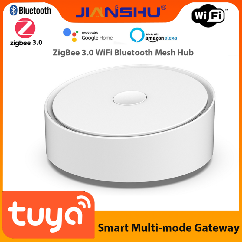 Jianshu Multi Mode Gateway Zigbee WiFi Bluetooth Mesh Hub tuya zigbee Dimming funzioni di allarme funziona con Alexa Google Smart Life
